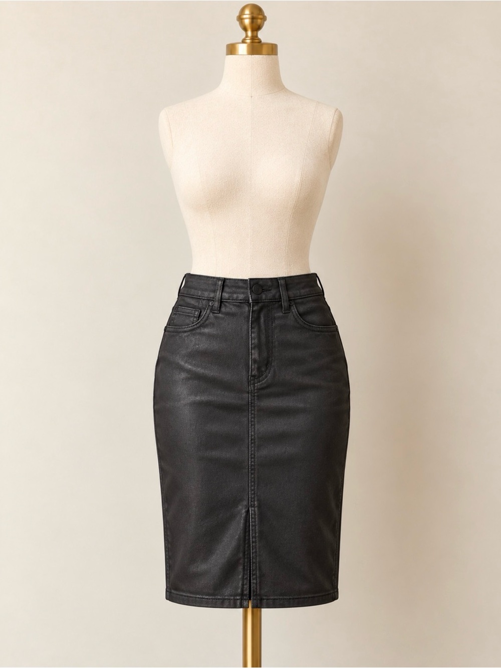 BCBGeneration Black Faux Leather Pencil Skirt